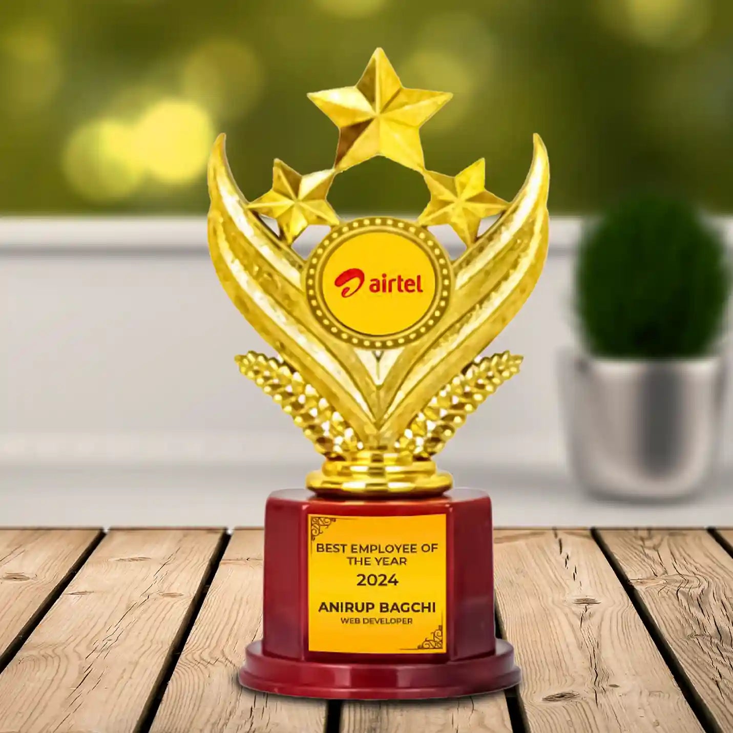 Premium Golden 3-Star Winner's Trophy